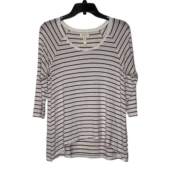 Matilda Jane T-Shirt Size XS White With Red Stripes 3/4 Sleeve Top Stretch Blend - Picture 1 of 5